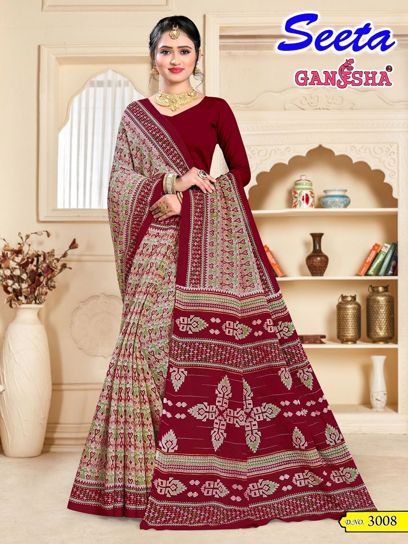 Seeta Vol 3 By Ganesha Daily Wear Pure Cotton Sarees Wholesale Market In Surat